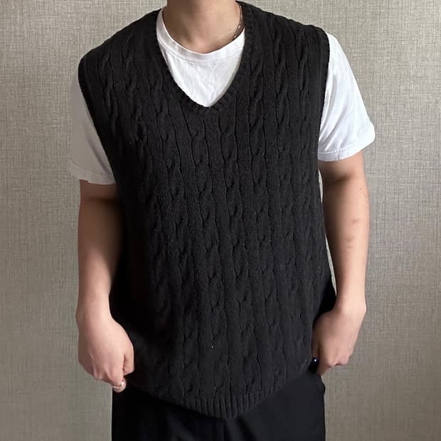 폴로 랄프로렌 꽈배기 신형 베스트 니트 XL