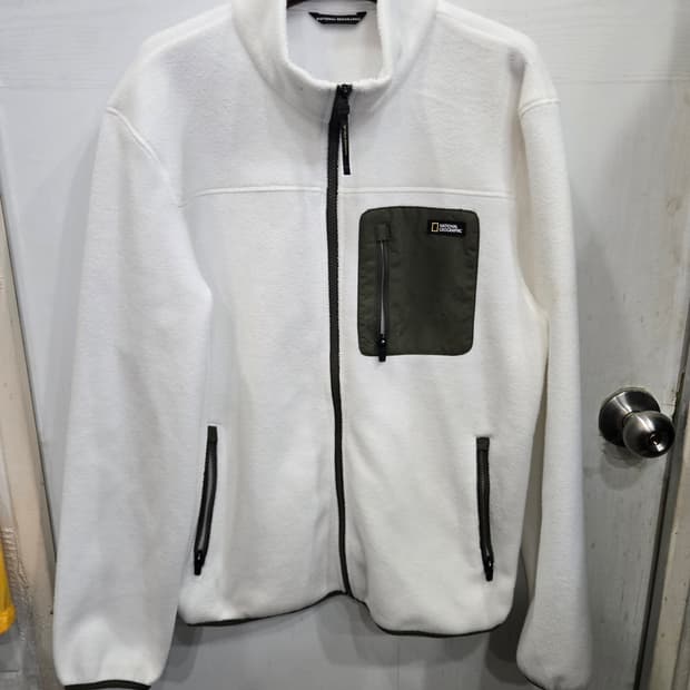 105,XL)) 내셔널지오그래픽 후리스 점퍼! 화이트 & 카키색상