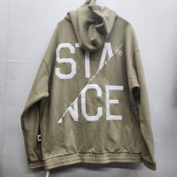 STNC 스텐스 백 빅로고 자수 오버핏 후드티 2XL