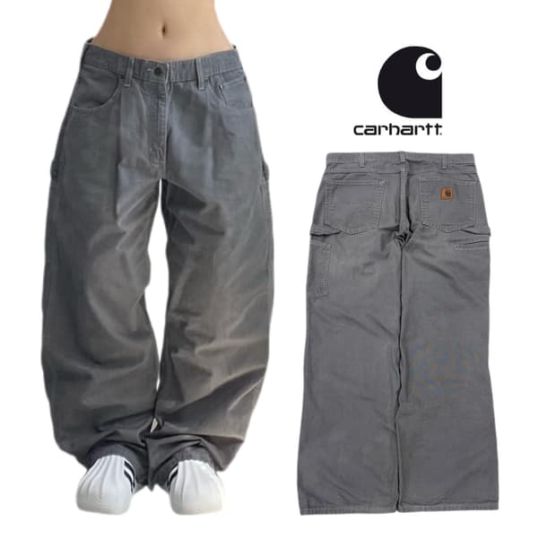 칼하트 OG 가죽패치 카펜터 와이드 워크팬츠