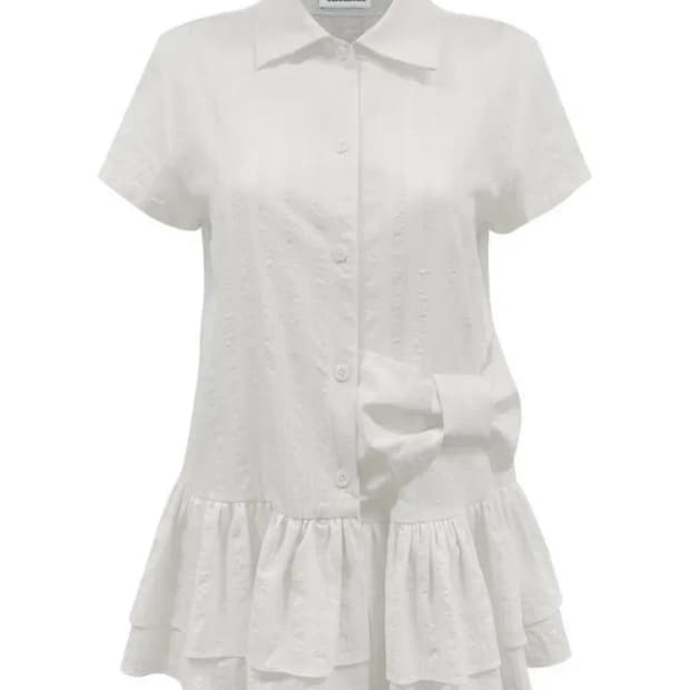 체메씨 보우 프릴 쁘띠 셔츠 bow frill petit shirt