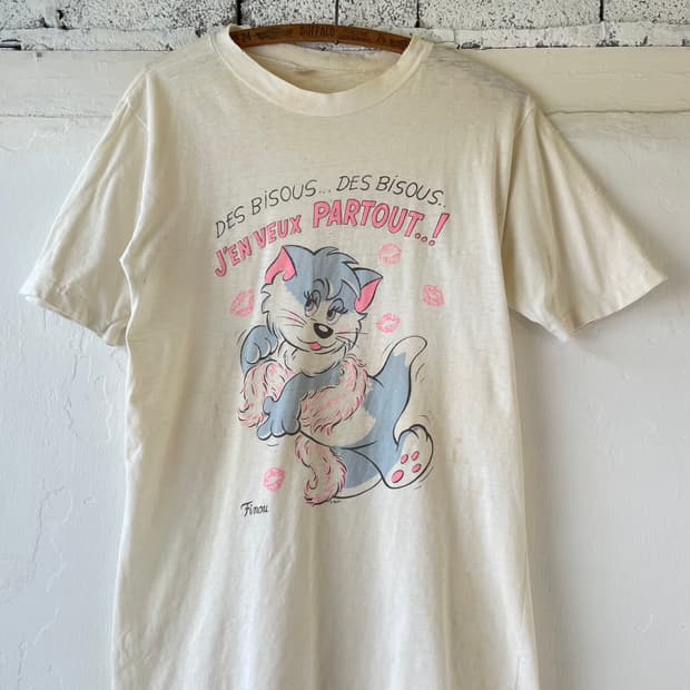 1980s Vintage French Cartoon Cat T-shirt