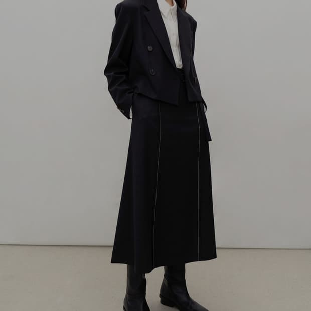 아바몰리 울 더블 크롭 롱치마 셋업 Free _ 여성,실측 확인