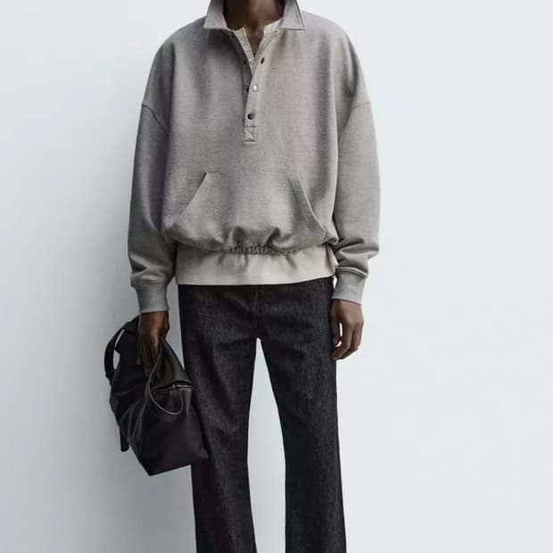 [M]자라 폴로 크롭핏 카라 스웻 티셔츠