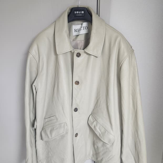 렉토 25SS 빈티지 워싱 레더 초어 가죽 자켓(베이지, L)