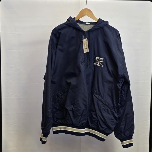 KENT BASEBALL 네이비 후드 하프집 아노락