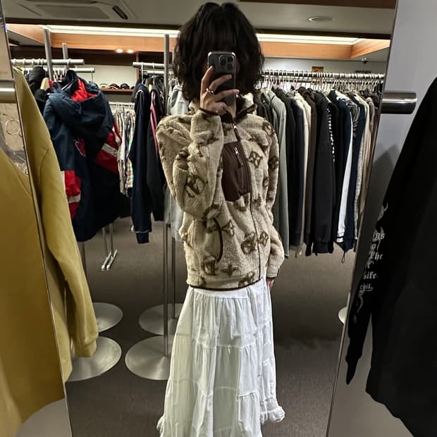 M)Japanese vintage 여성 모노그램 플리스 자켓