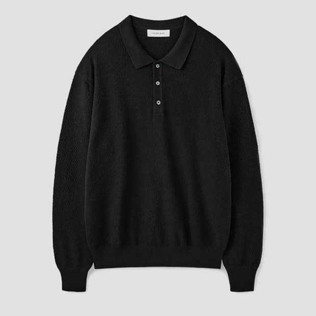 유니온블루 HARD TWIST TRIP POLO KNIT [BLACK]