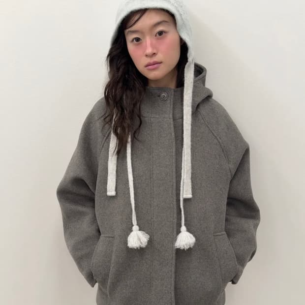 Hooded Half Coat [Gray]
