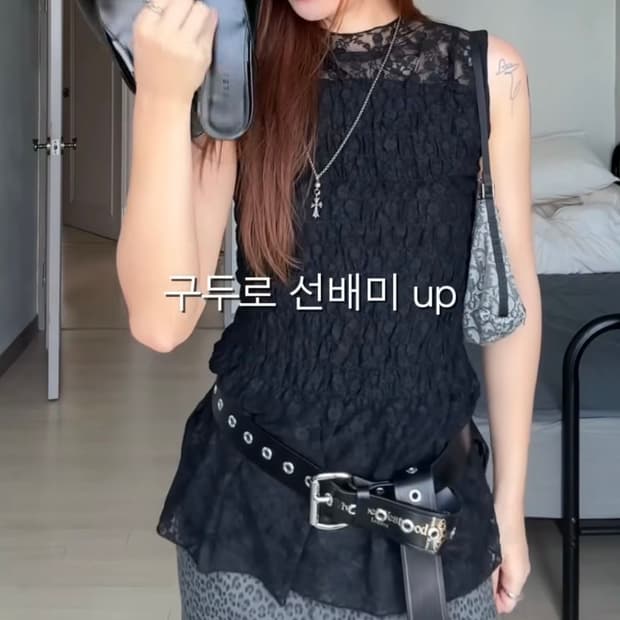앙개 lace mini dress