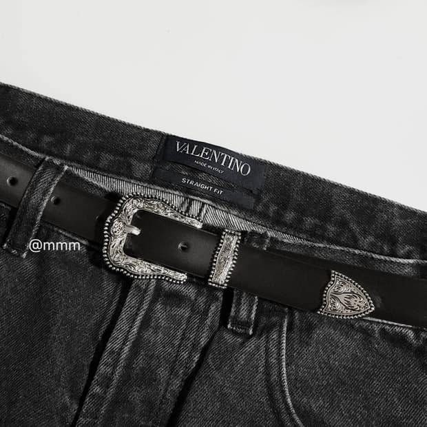 [Unisex] 볼륨 웨스턴 장식 가죽벨트