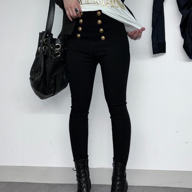 나폴레옹 버튼 하이웨스트 코튼 레깅스