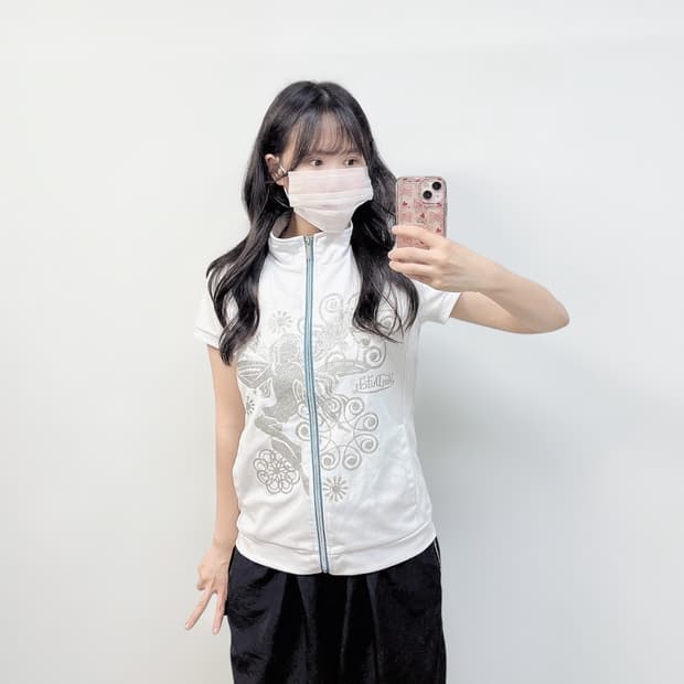본더치 글리터 반팔 트랙탑 져지 화이트