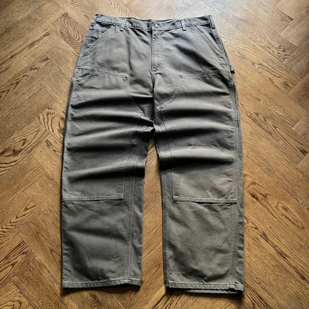 [40]칼하트 USA 그레이 더블니 캔버스 워크팬츠