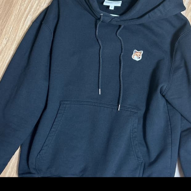 메종키츠네 폭스 헤드 블랙 후드티 S