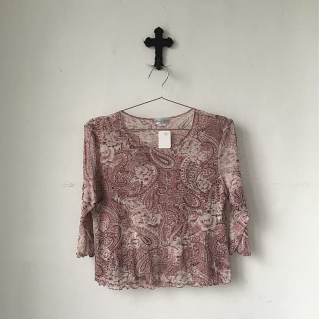 paisley pattern mesh top