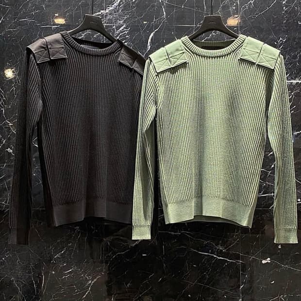 (새상품/M) 준지 FW21 코만도 견장 골지 니트