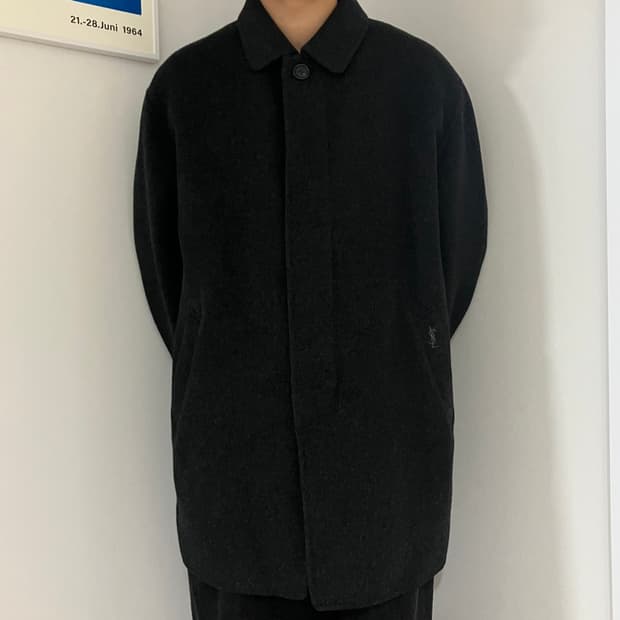 입생로랑 울캐시미어 코트 챠콜 YSL