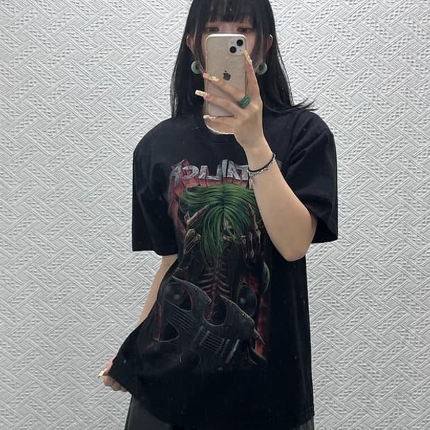 락볼루션 메탈리카 스트릿 펑크 락밴드 스컬 반팔티 L C13991