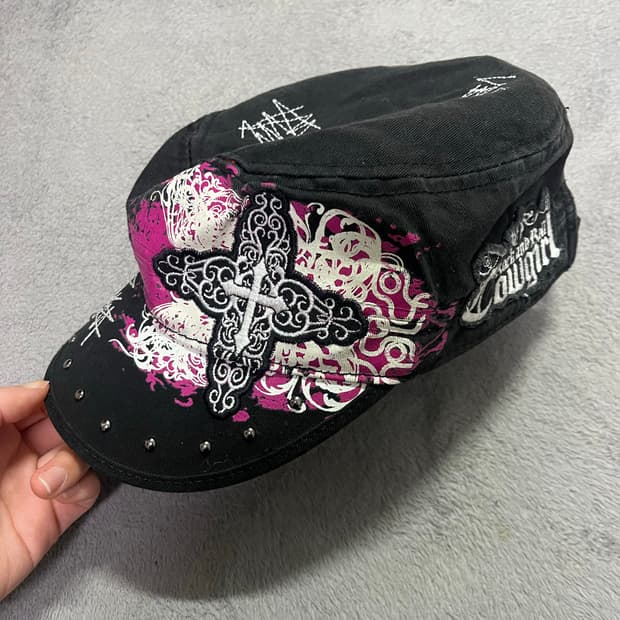 락펑크 Y2K 십자가 스터드 군모 헌팅캡