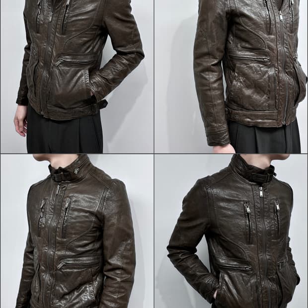 지오지아 램스킨 하이넥 자켓