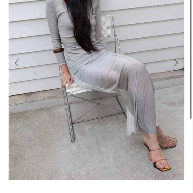 퍼스널 랭귀지 Drop skirt II - Ice grey / white