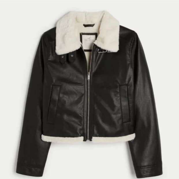 홀리스터 레더 무스탕 자켓 블랙