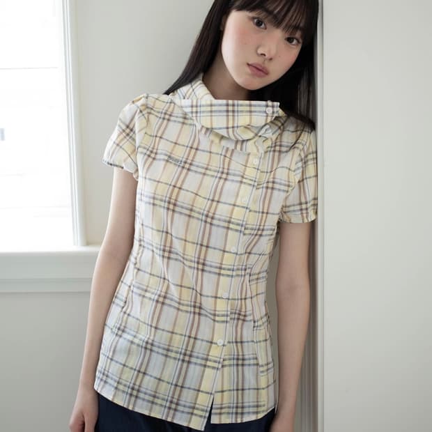 온스카 체크 블라우스 1