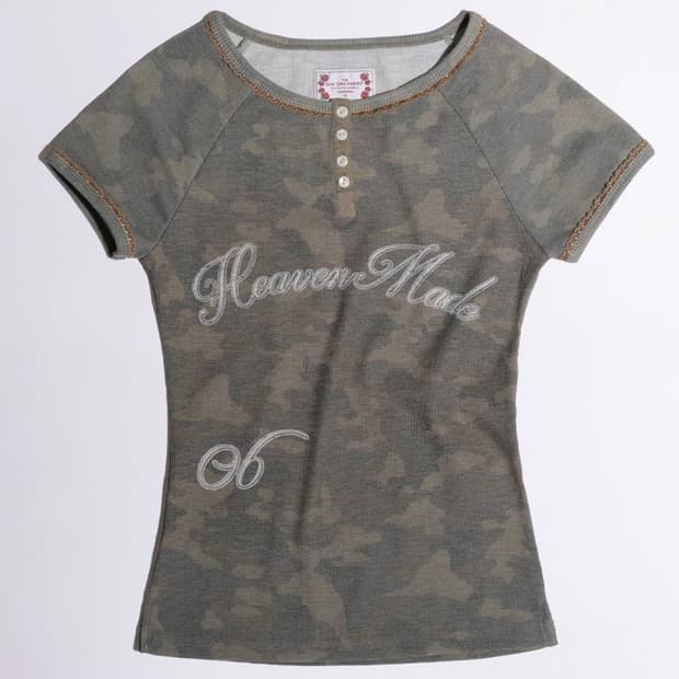 Heavenly Button Down Camo Tee Forest