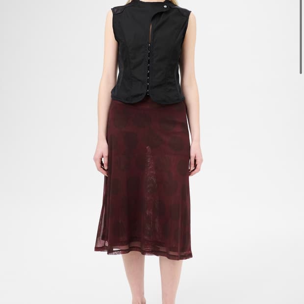 BALLON SKIRT DOTTED PINK PRINT MESH 38