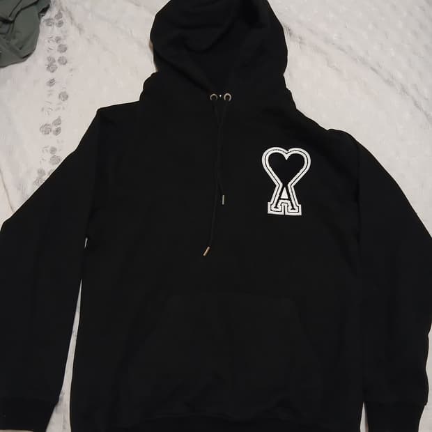 아미 블랙 후드티(정품인증 큐알확인, 기모X)