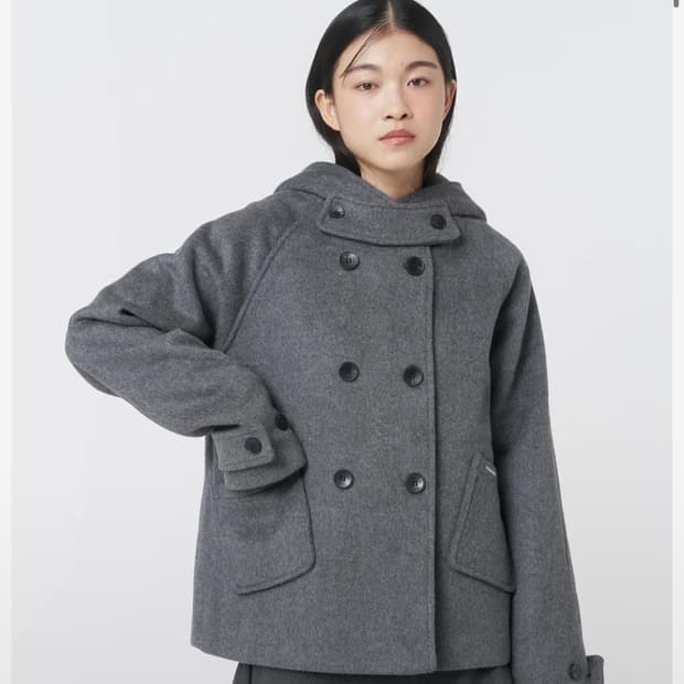 미세키서울 후디 더블 버튼 코트 차콜