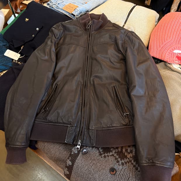 2011 아르마니 진스 양가죽 쉽레더 봄버 ma1 베이스 자켓 M L
