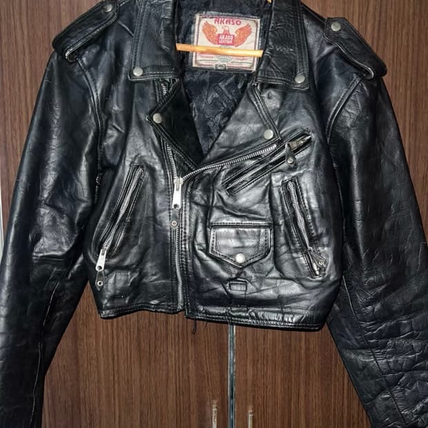 AKASO 빈티지 소가죽 모터사이클 자켓