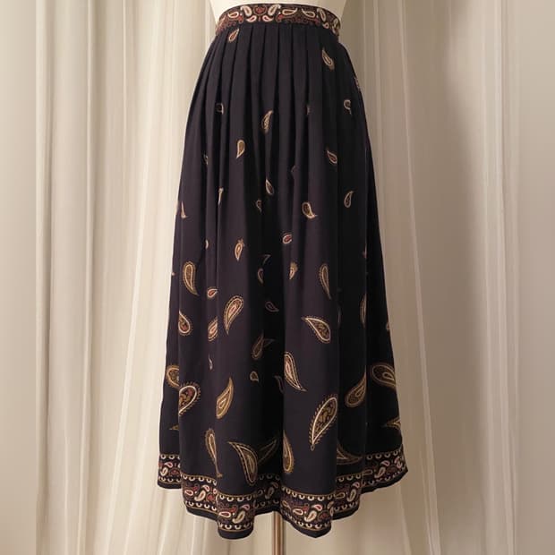 Vintage Black Ethnic Paisley Skirt