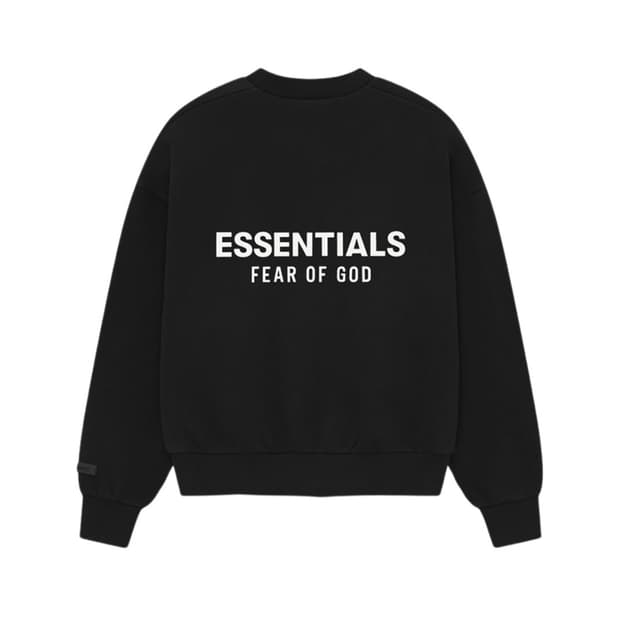 [L]Essentials 백로고 블랙 워싱 크루넥