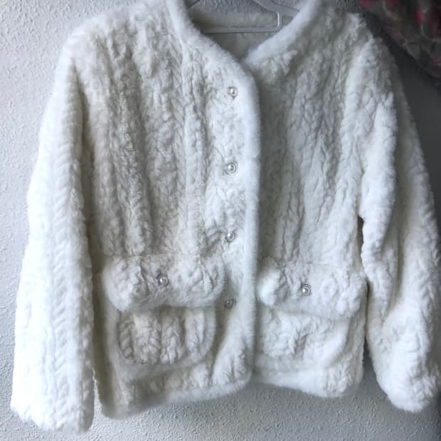 화이트 퍼 아이보리 퍼 자켓