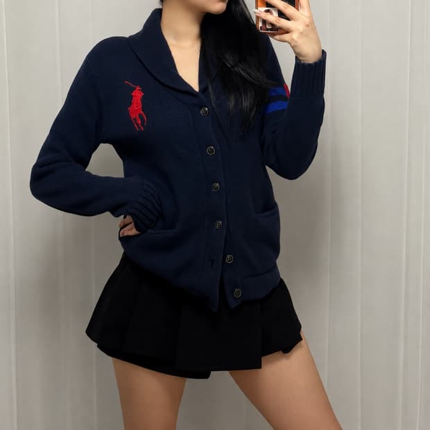 폴로 랄프로렌 빅포니 숄카라 코튼 니트 가디건 