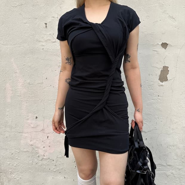 헬무트 랭 레이어드 랩 드레스