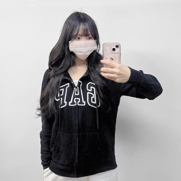 갭 Gap 스펠 로고 후드집업 블랙