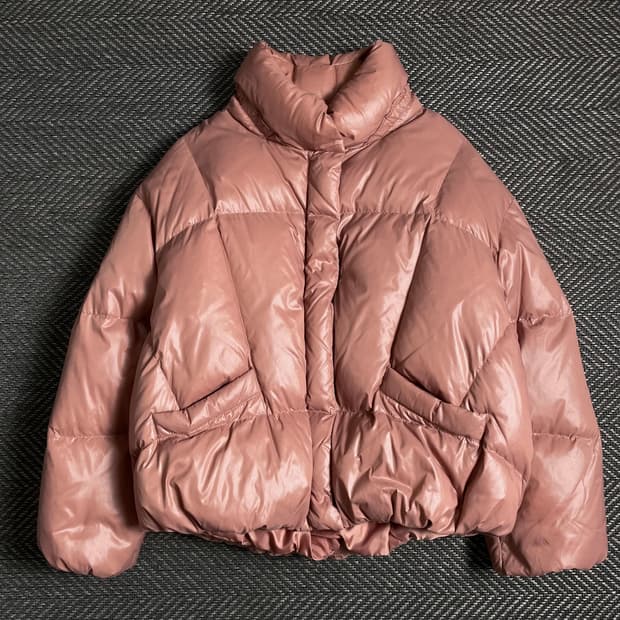 베네통 우먼스 글로시 덕 다운 패딩 점퍼o 4885