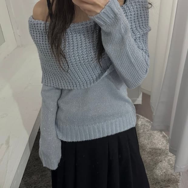 m deuz glitter offshoulder knit top