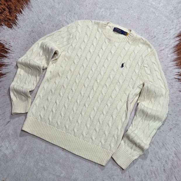 폴로 랄프로렌 아이보리 케이블 니트