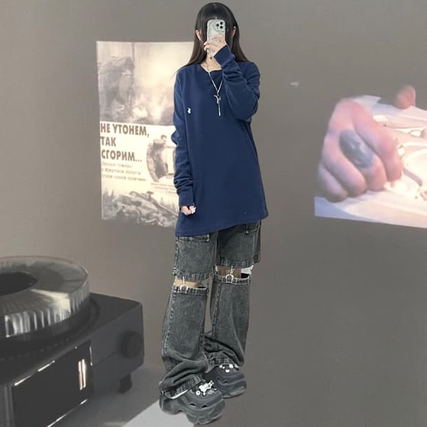 폴로 와플 니트 롱슬리브