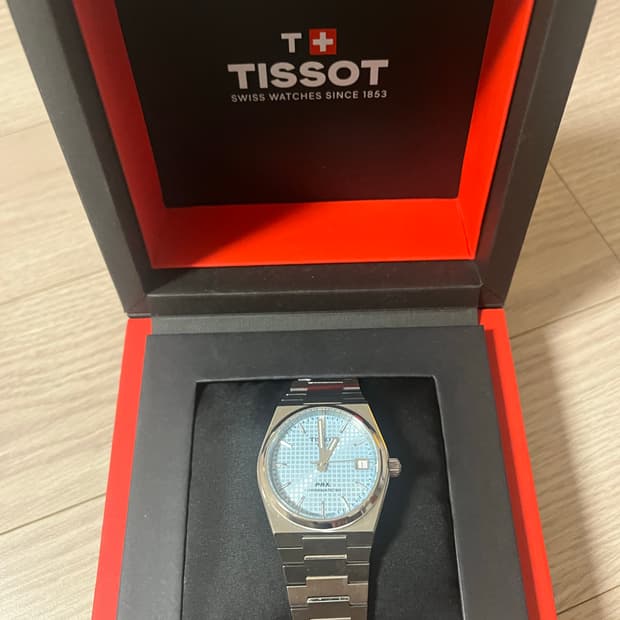 티쏘 PRX 파워매틱 80 아이스블루 35mm 풀박스