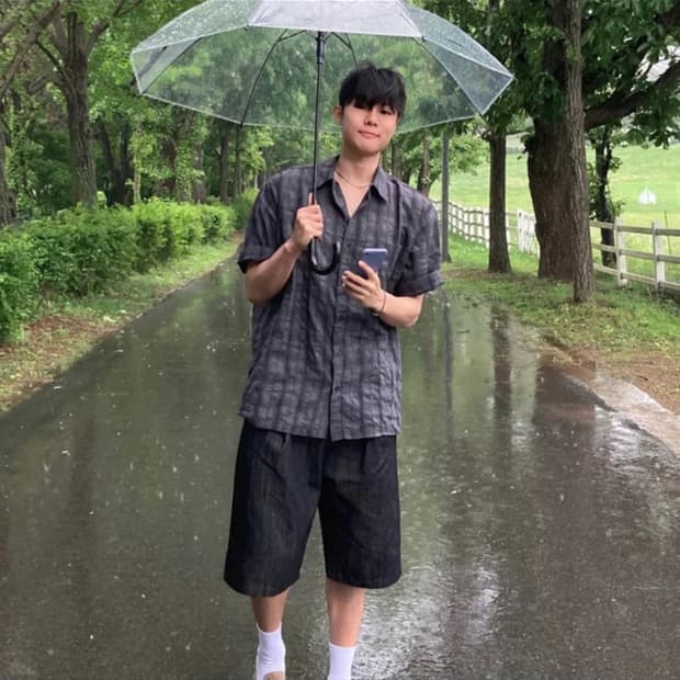 새상품) 어반 린넨 체크 반팔 셔츠 차콜