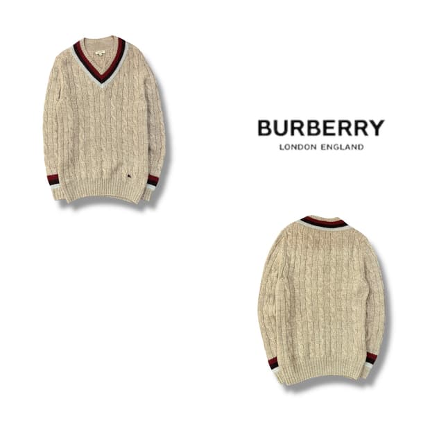  버버리 브이넥 케이블 니트 +명품감정서 y14282