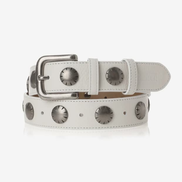 새상품 카키포인트 빅 스터드 벨트 화이트