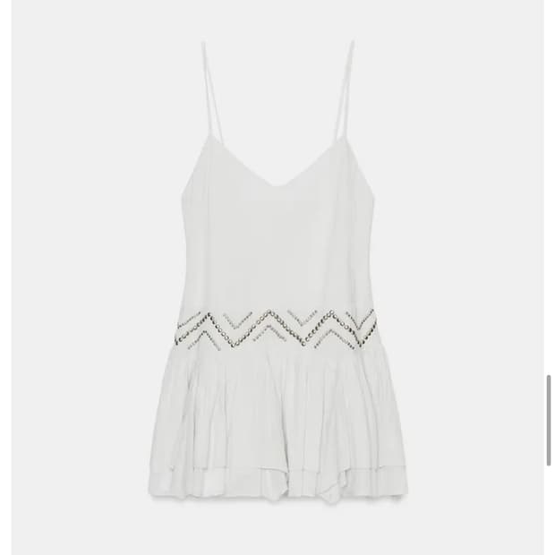 zara 스터드 프릴 거즈 원피스 라이트블루