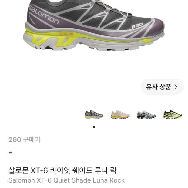살로몬 XT-6 콰이엇 쉐이드 루나 락 260